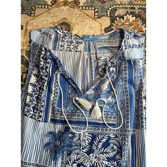 J Mclaughlin Christa Tropical Print Tassel Maxi Dress Tiered Sundress Small - Picture 3 of 7